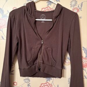 Urban Outfitters Brown Zip-Up Hooded Sweatshirt
